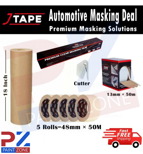 J Tape MASKING TAPE 48MM x 50m, MASKING POLY FILM, 18 "PAPER & FOAM EDGING TAPE